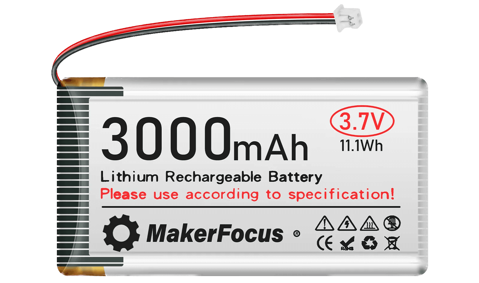  Makerfocus 3.7V 3000mAh 1S 3C LiPo Battery